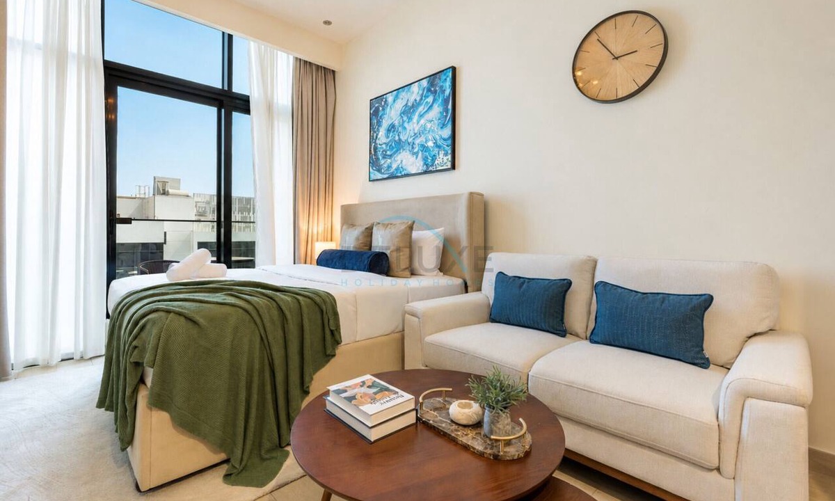 Nad Al Sheba Apartment | Chic Studio with a Community-Facing Balcony,Just Minutes by Car from Sobha Mall