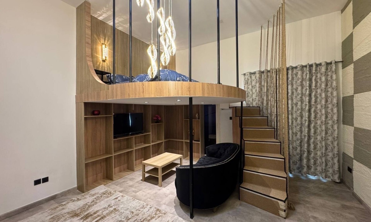 International City Apartment | Loft Studio with Elevated Mezzanine Bedroom