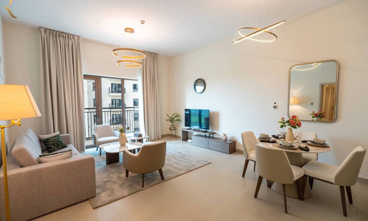 Khalifa City Apartment | Stylish 2BR w/Balcony | Yas Golf Fairways