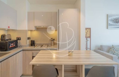 Dubai Apartment | Chic 1-bedroom apartment in pleasant Hartland Waves with AC, fitness room, WiFi