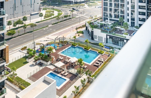 Nad Al Sheba Apartment | Chic Studio with a Community-Facing Balcony,Just Minutes by Car from Sobha Mall