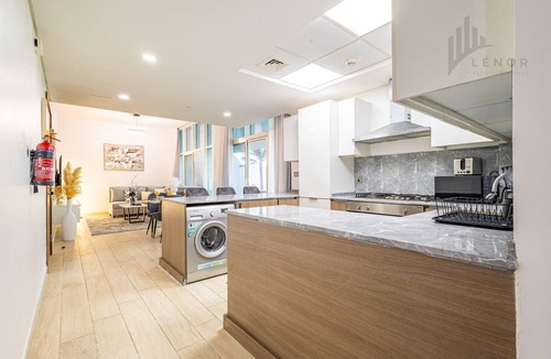 Jadaf Apartment | Exquisite 2BR: Huge Balcony with Palm Trees, City & Water Views