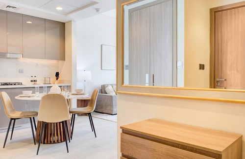 Jadaf Apartment | Premium 1BR, Furnished with Pool View in Al Jaddaf