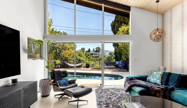 Mid-Century Modern Hills Retreat | Pool, Hot Tub, Steam & Views in Los Angeles