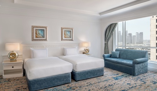 Tower Family Room, Larger Guest room, 2 Twin, Partial sea view