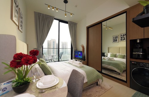 Jumeirah Village Circle Apartment | Modern Studio with Balcony Views of FIVE Hotels