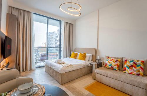 Al Barsha Apartment | Dubai Miracle Garden Modern Luxury Studio Pool, Padel Court & Sauna Arjan